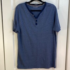 2 for $25 - MEN’s Denver Hayes 100% Cotton Blue Henley T-Shirt, Vintage style, L